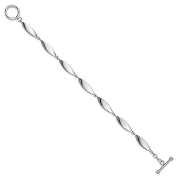Sterling Silver Rhodium-plated Polished Twisted Ovals 7.5 inch Toggle Bracelet — alternate view