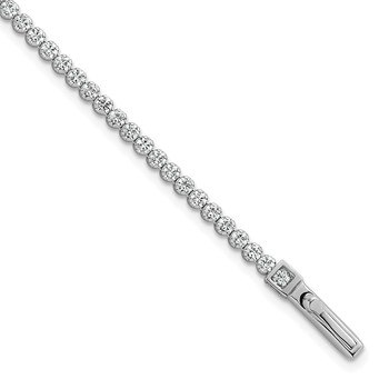 Sterling Silver Rhodium-plated Polished 2.5mm CZ 7.5 inch Tennis Bracelet