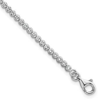 Sterling Silver Rhodium-plated Polished 2.5mm CZ 6.25 inch with 1.25 inch Extender Tennis Bracelet