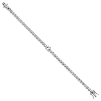 Sterling Silver Rhodium-plated Polished Fancy Round CZ 7.25 Inch Bracelet — alternate view