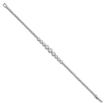 Sterling Silver Rhodium-plated Polished Graduated bezel-set CZ 8 inch Tennis Bracelet — alternate view