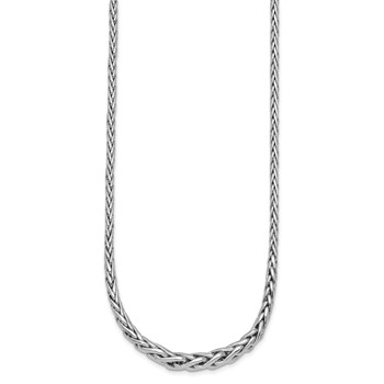 Sterling Silver Rhodium-plated Fancy Graduated Braided Link 16 inch with 2 inch Extender Necklace — alternate view