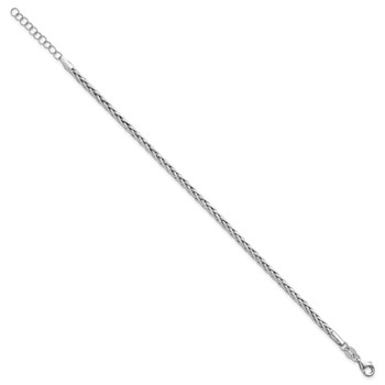 Sterling Silver Rhodium-plated Fancy Braided Link 7 inch with 1 inch Extender Bracelet — alternate view