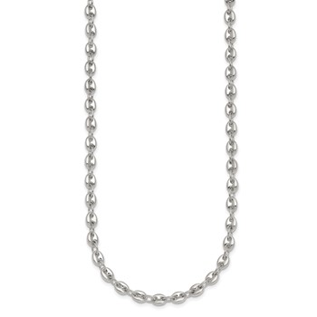 Sterling Silver Polished 4.8mm Puffed Mariner/Anchor Link 18 Inch Necklace — alternate view