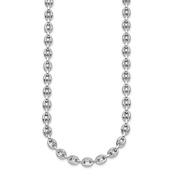 Sterling Silver Rhodium-plated Polished 7mm Puffed Mariner Link 18 inch Necklace — alternate view