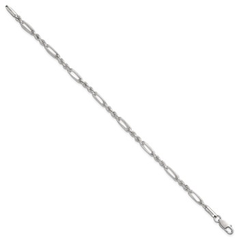 Sterling Silver Polished 4.0mm Figaro Rope 7.5 Inch Bracelet — alternate view
