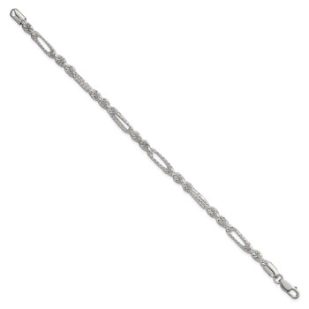 Sterling Silver Polished Textured 4.5mm Figaro Rope 7.5 inch Bracelet — alternate view