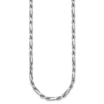 Sterling Silver Rhodium-plated Polished 4.75mm Figaro Rope Chain 19.75 inch Necklace — alternate view
