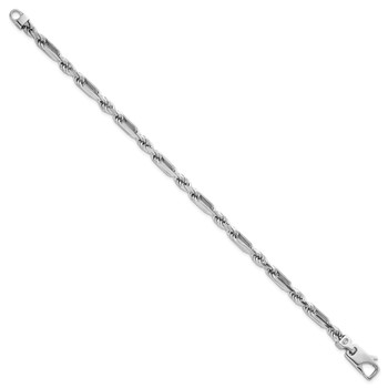 Sterling Silver Rhodium-plated Polished 4.75mm Figaro Rope Chain 8 inch Bracelet — alternate view