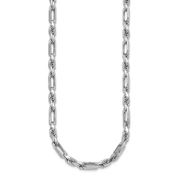 Sterling Silver Rhodium-plated Polished 5.5mm Figaro Rope Chain 20 inch Necklace — alternate view