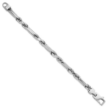 Sterling Silver Rhodium-plated Polished 8.00mm Figaro Rope Chain 8 inch Bracelet — alternate view