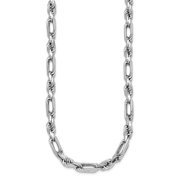 Sterling Silver Rhodium-plated Polished 7.00mm Figaro Rope Chain 19.75 inch Necklace — alternate view