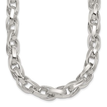 Sterling Silver Polished Double Twisted Link 18 inch Necklace