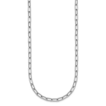Sterling Silver Rhodium-plated Polished and Twisted Paperclip Link 16 Inch with 2 Inch Extension Necklace — alternate view