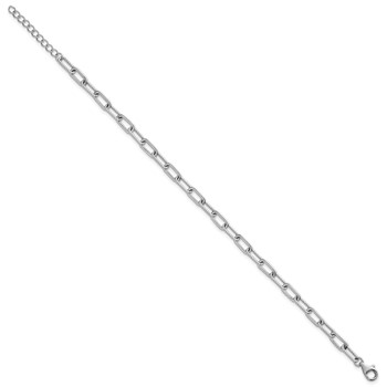 Sterling Silver Rhodium-plated Polished and Twisted Paperclip Link 7 Inch with 1 Inch Extension Bracelet — alternate view