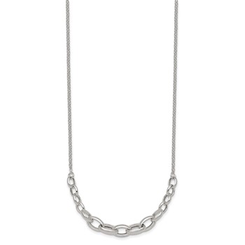 Sterling Silver Polished Fancy Graduated Cable Link 16 Inch with 2 Inch Extension Necklace — alternate view