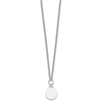 Sterling Silver Rhodium-plated Polished 16 inch with 2 inch extender Round Disc Necklace — alternate view