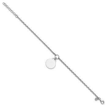 Sterling Silver Rhodium-plated Polished 7 inch with 1 inch extender Round Disc Bracelet — alternate view