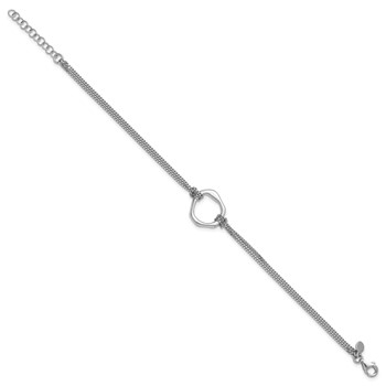 Sterling Silver Rhodium-plated Polished 7 inch with 1 inch extender Abstract 2-Strand Bracelet — alternate view