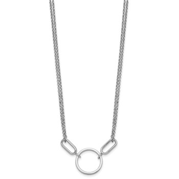 Sterling Silver Rhodium-plated Polished Circle 16 inch with 1 inch extension Necklace — alternate view