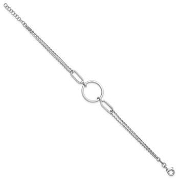 Sterling Silver Rhodium-plated Polished Circle 7 inch with 0.75 inch extension Bracelet — alternate view