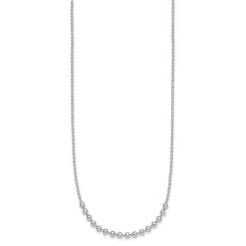 Sterling Silver Polished Center Beaded 18 Inch Necklace — alternate view
