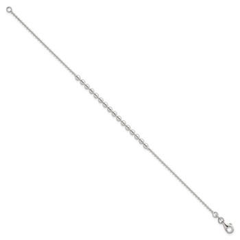 Sterling Silver Polished Center Beaded 7.5 Inch Bracelet — alternate view