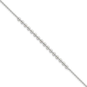 Sterling Silver Polished Center Beaded 7.5 Inch Bracelet