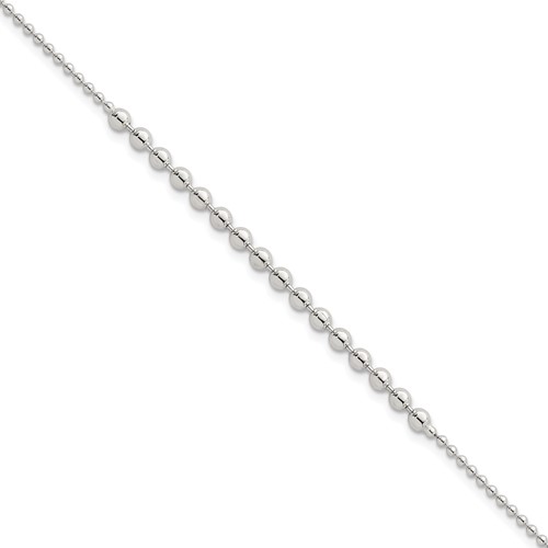 Sterling Silver Polished Beaded 7.5 Inch Bracelet