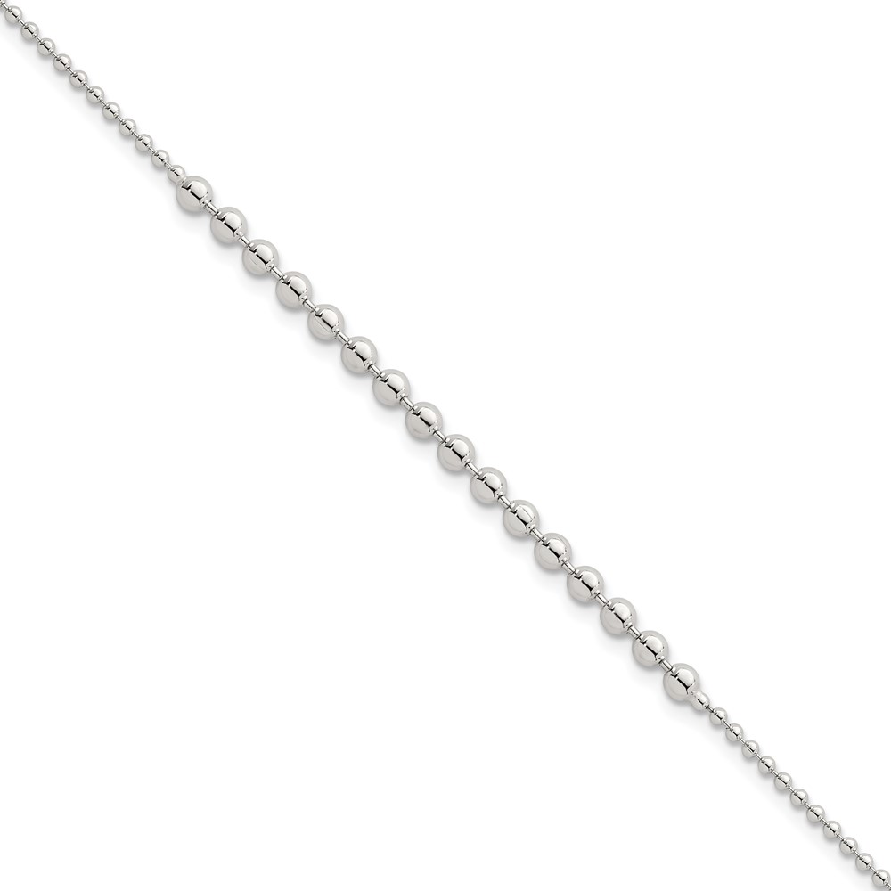 Sterling Silver Polished Beaded 7.5 Inch Bracelet