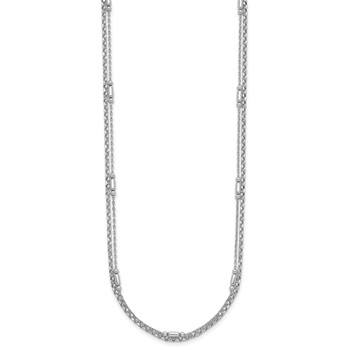 Sterling Silver Rhodium-plated Polished 2-strand 16 inch with 2 inch extender Necklace — alternate view