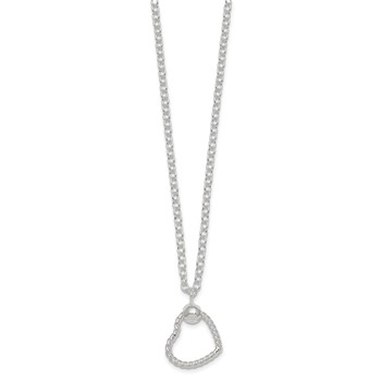 Sterling Silver Polished and Twisted Heart 18 Inch Cable Chain Necklace — alternate view