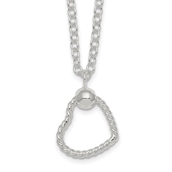 Sterling Silver Polished and Twisted Heart 18 Inch Cable Chain Necklace