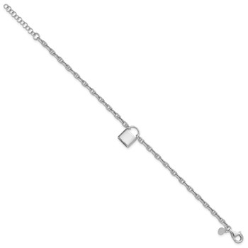 Sterling Silver Rhodium-plated 7 inch with 1 inch extender Lock Bracelet — alternate view