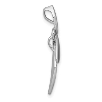 Sterling Silver Rhodium-plated Brushed and Polished Fancy Leaves Chain Slide Pendant — alternate view