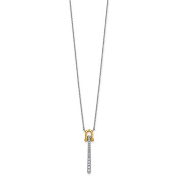 Sterling Silver Gold-tone CZ Polished 16 inch with 1.25 inch Extension Necklace — alternate view