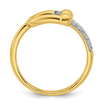 Sterling Silver Gold-tone CZ Polished And Textured Fancy Size 7 Ring — alternate view