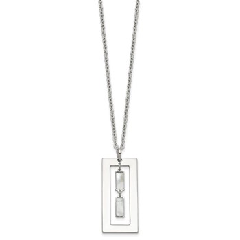 Sterling Silver Open Rectangle with Mother of Pearl Dangles 18.25 inch Necklace — alternate view