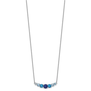 Sterling Silver Rhodium-plated Polished Lab Created Spinel/Lab Created Aquamarine/CZ 16 Inch with 2 Inch Extension Necklace — alternate view