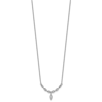 Sterling Silver Rhodium-plated Polished Fancy CZ Drop 16.5 inch with 1 inch Extension Necklace — alternate view
