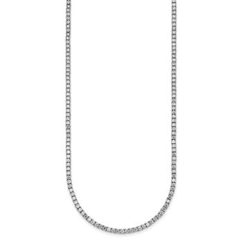 Sterling Silver Rhodium-plated CZ 18 inch Tennis Necklace — alternate view