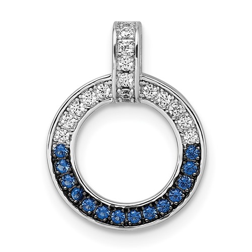 Sterling Silver White & Black Rhod-plated White & Blue CZ Pendant