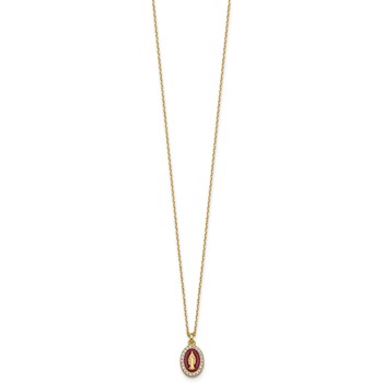 Sterling Silver Gold-plated CZ and Red Enamel Miraculous Medal 15.75 inch with 2 inch extender Necklace — alternate view