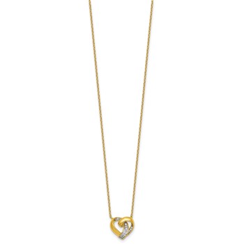 Sterling Silver Gold-tone Polished CZ Love Knot Heart 18 inch Necklace — alternate view