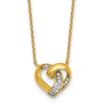 Sterling Silver Gold-tone Polished CZ Love Knot Heart 18 inch Necklace