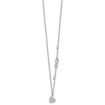 Sterling Silver Polished Beaded White CZ Infinity and Heart 16 inch with 2 inch Extension Necklace — alternate view