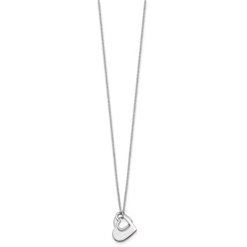 Sterling Silver Rhodium-plated Heart With Heart Cutout 16 inch with 2 inch Extension Necklace — alternate view