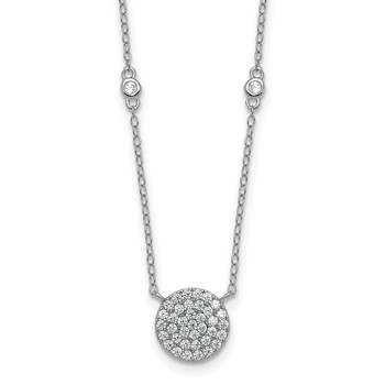 Sterling Silver Rhodium-plated Polished Pave CZ Circle 18 Inch Necklace