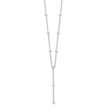 Sterling Silver Polished Cube Bead 16 inch Lariat Necklace — alternate view