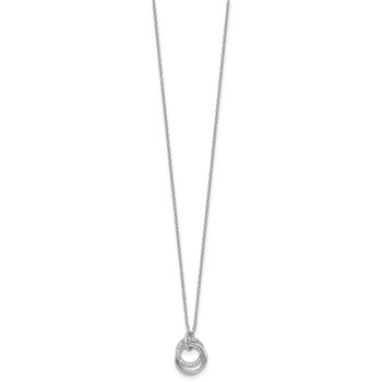 Sterling Silver Rhodium-plated Polished CZ Triple Circle 16.5 inch with 1.25 inch Extender Necklace — alternate view